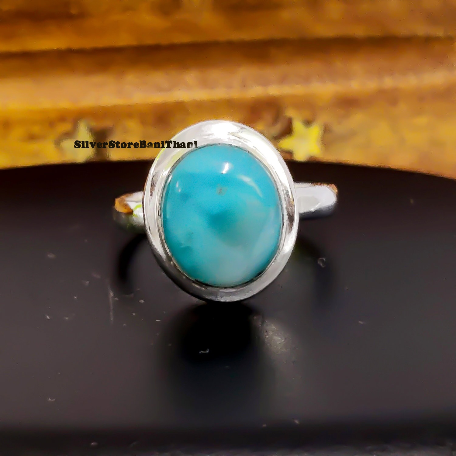 Larimar Ring, 925 Sterling Silber Statement Handgemachter Ring Mit Blauem Stein, Natürlicher Schmuck Geschenk Für Sie von SilverStoreBaniThani