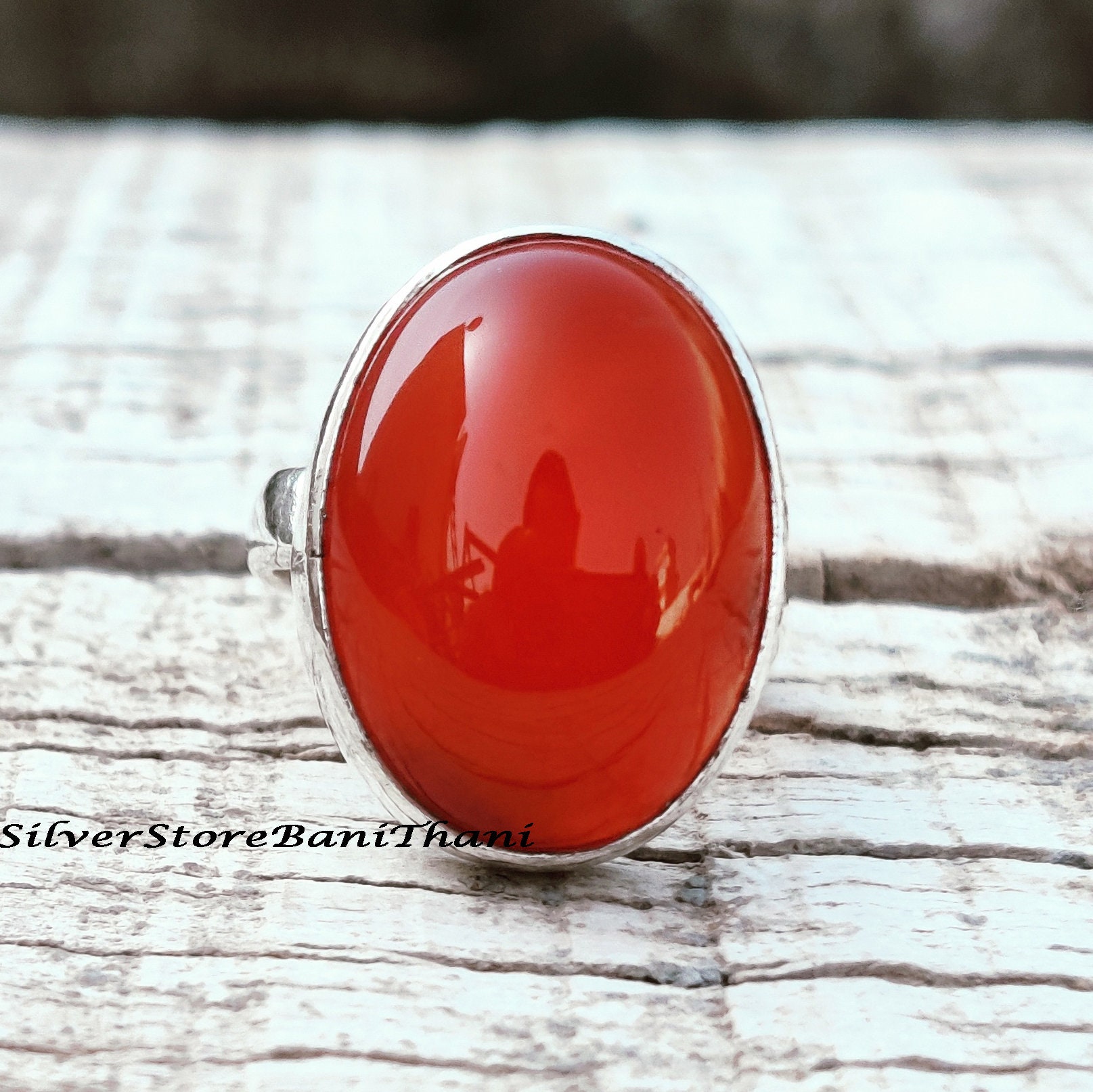 Natürlicher Karneol Ring, 925 Sterling Silber Roter Stein Natürlicher Täglicher Verschleiß Ovale Form Geschenk Für Hochzeit von SilverStoreBaniThani