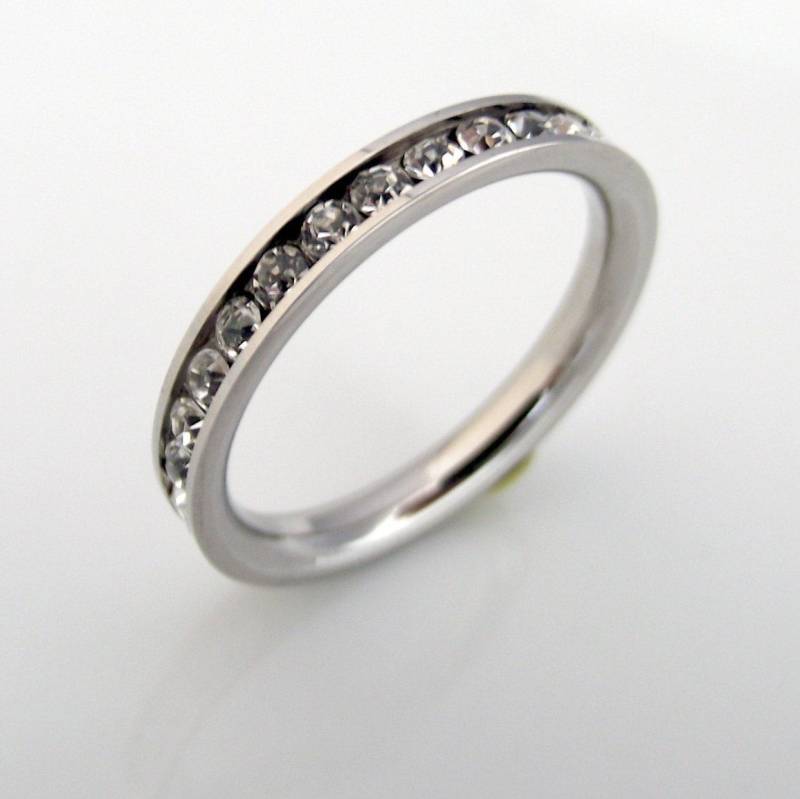 Diamant-Eternity Band - White Diamond Cz Stack Ring Edelstahl Silber Oder Weißgold Farbe | No.301A Diamant-Eternity Band - White Diamond Cz Stack Ring Edelstahl Silber Oder Weißgold Farbe | No.301A von SilverStudEarrings