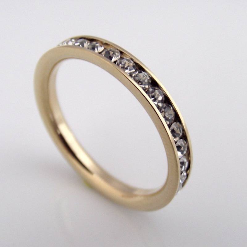 Diamant Ewigkeit Band - White Diamond Cz Stack Ring Edelstahl Gelbgold Bandfarbe | No.301B Diamant Ewigkeit Band - White Diamond Cz Stack Ring Edelstahl Gelbgold Bandfarbe | No.301B von SilverStudEarrings
