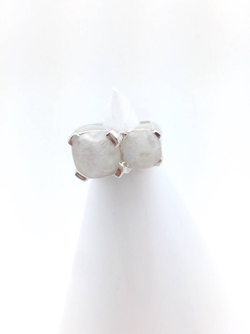 Doppelter Mondstein Und Sterling Silber Ring von SilverTrioJewelry