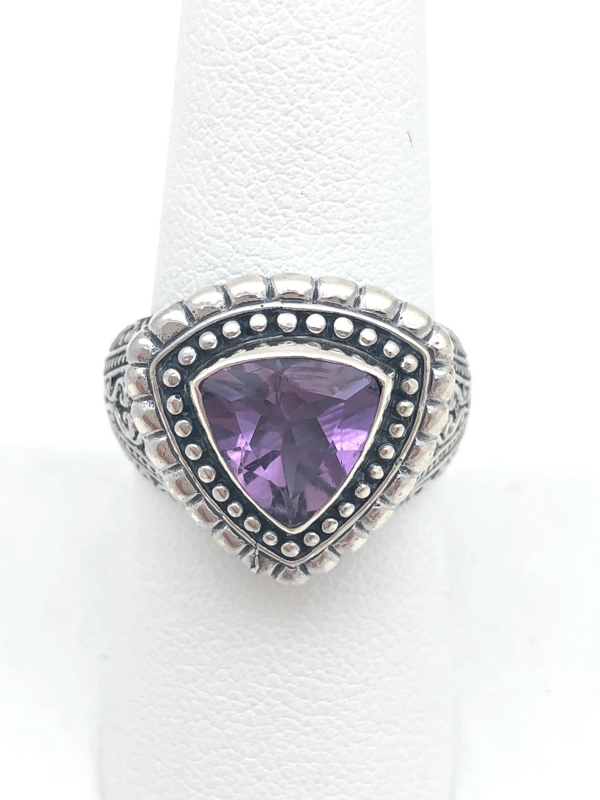 Sterling Silber Bali Statement Ring Mit Amethyst Oder Granat von SilverTrioJewelry