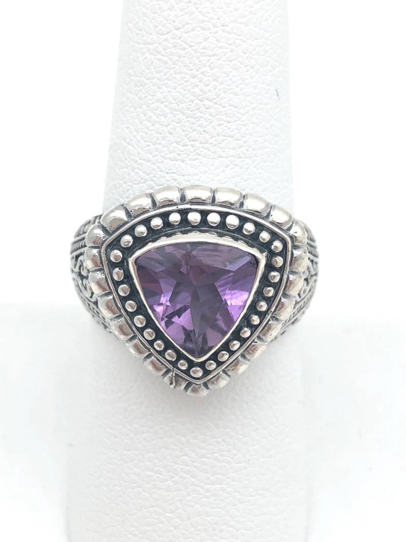 Sterling Silber Bali Statement Ring Mit Amethyst Oder Granat von SilverTrioJewelry