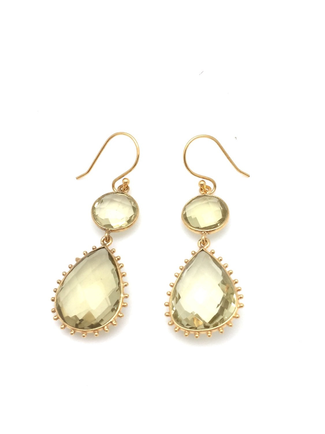 Zitronenquarz Und Gold Vermeil Ohrringe von SilverTrioJewelry