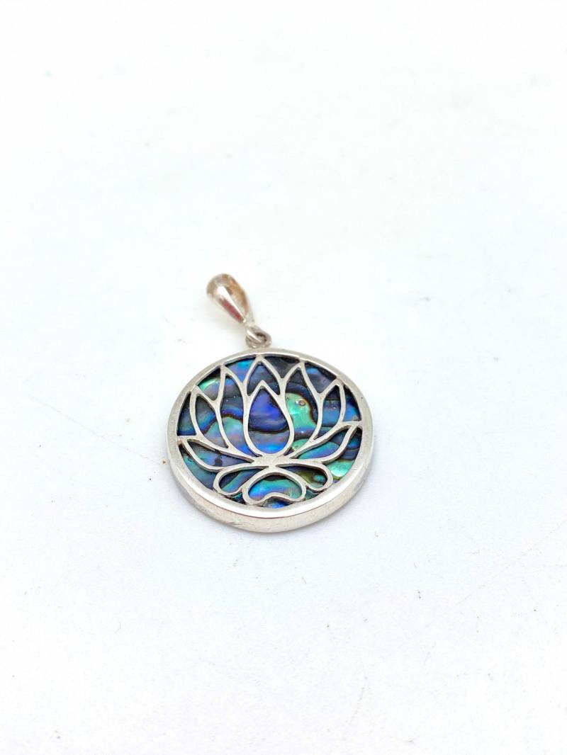 sterling Silber Abalone Lotus Blume Bali Anhänger von SilverTrioJewelry