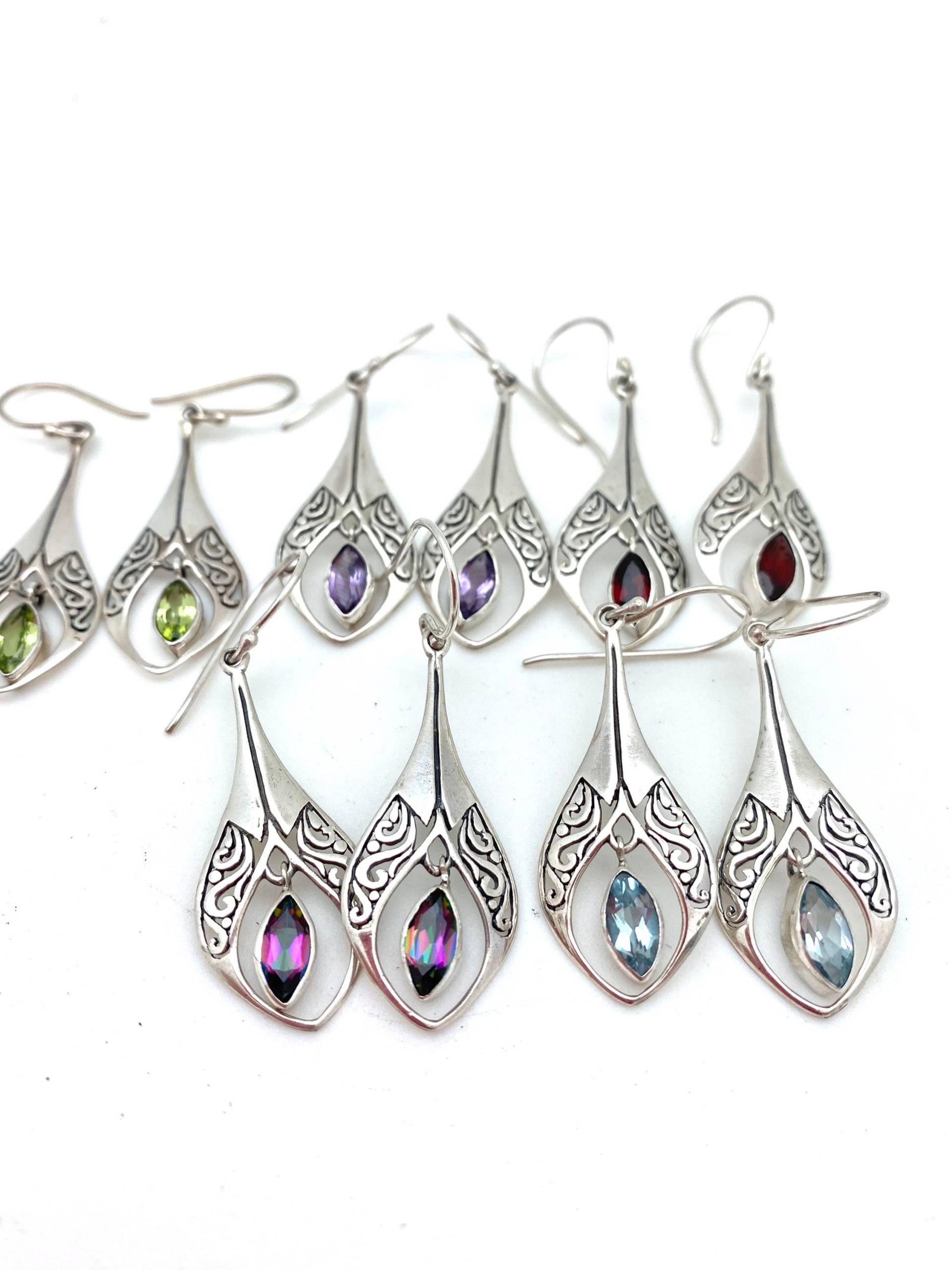 sterling Silber Marquis Tropfen Ohrringe von SilverTrioJewelry