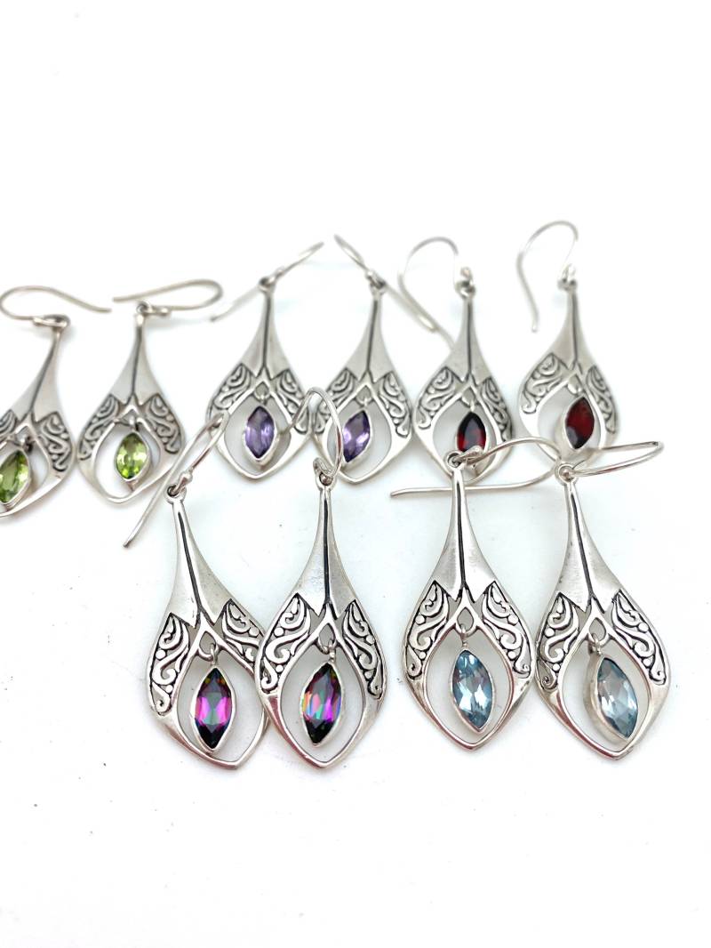 sterling Silber Marquis Tropfen Ohrringe von SilverTrioJewelry