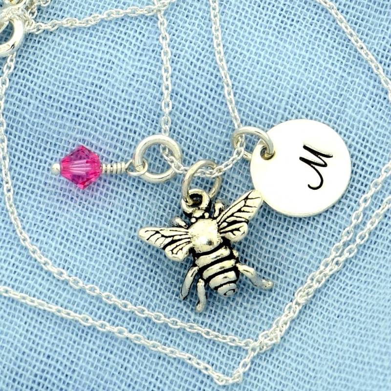 Hummel-Halskette Aus 925Er Silber Personalisierte Initial - Und Geburtsstein von SilverXL