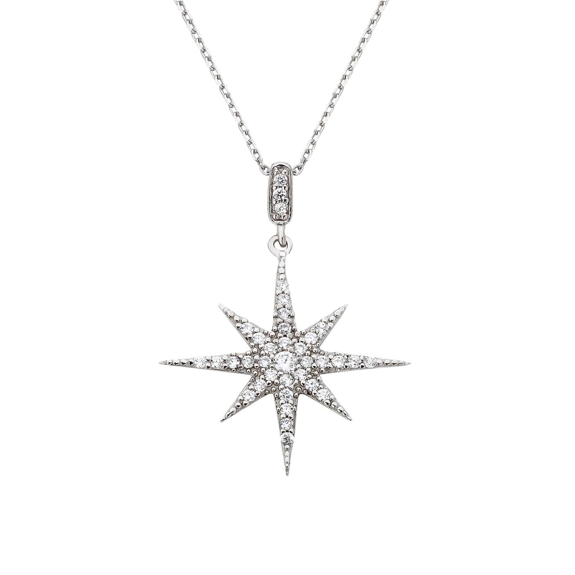 925 Sterling Silber Nordstern Halskette - Polariskette Zirkon Handgemacht Polaris von SilverandSilverTR