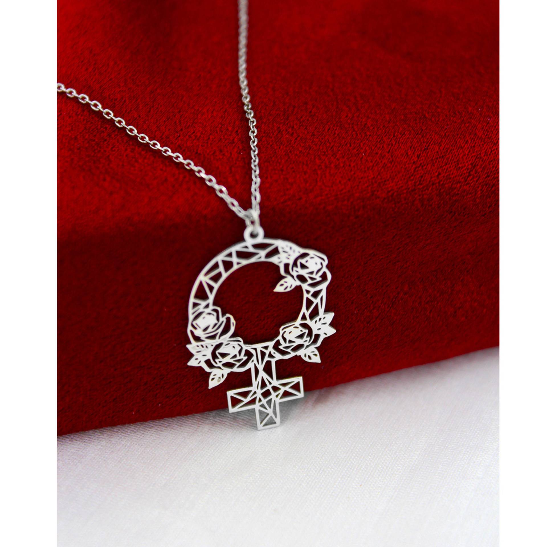 Origami Florale Frauen Symbol Halskette , Minimalist Schmuck Mama Valentine Freundin Geschenk von SilverandSilverTR