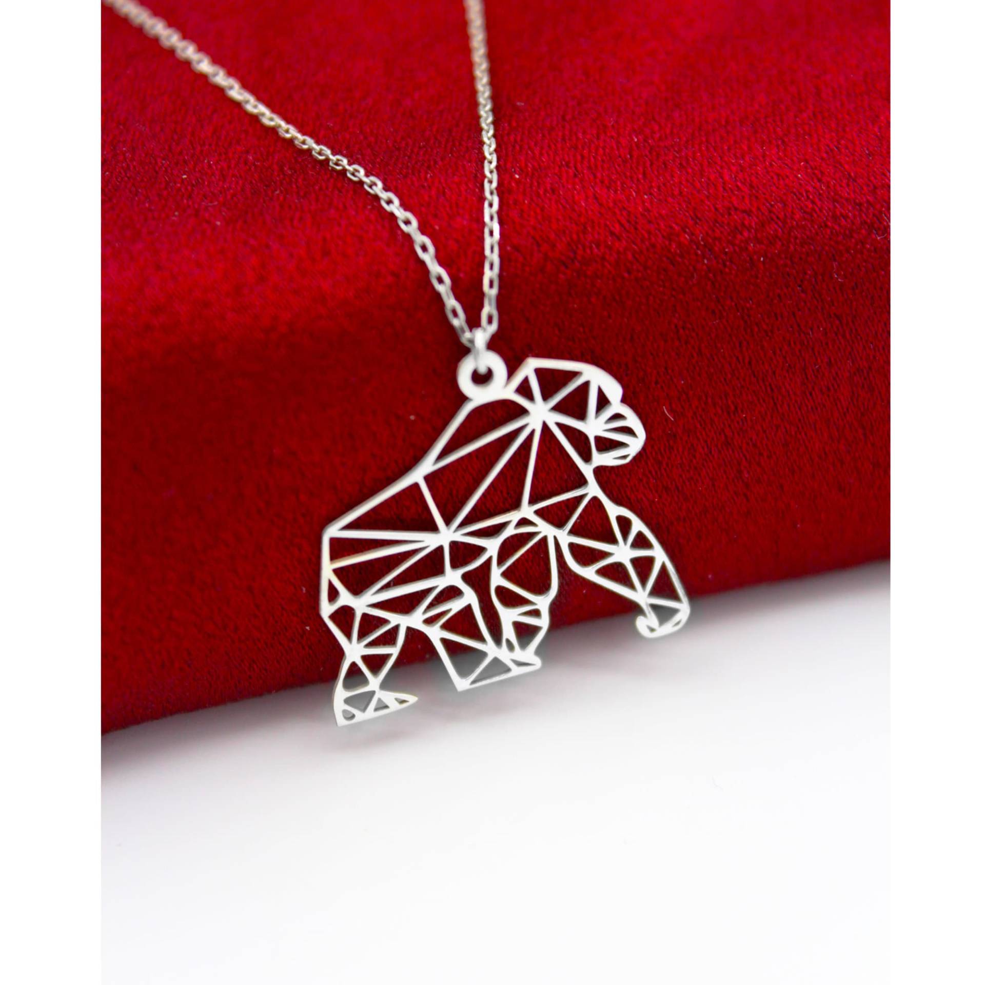Origami Gorilla Halskette, Gorilla-Liebhaber-Halskette, Tierliebhaber-Geschenk von SilverandSilverTR