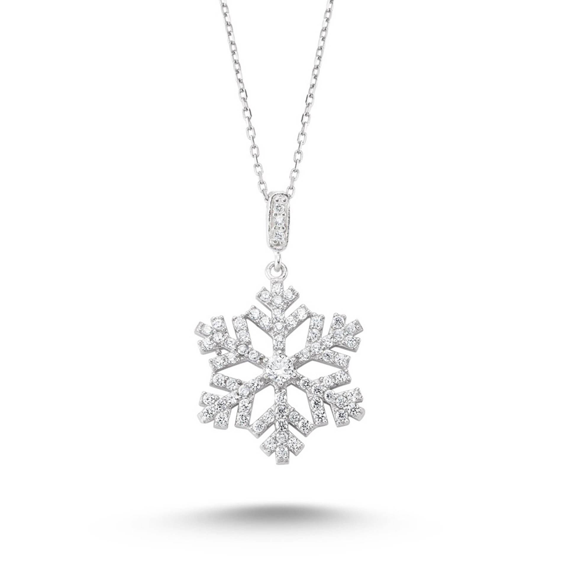 Silberne Schneeflocke Halskette, Silber Weihnachtsgeschenk, Winter Schneetagsgeschenk, Funkelnde Elegante Schneeflocken Anhänger, Thema von SilverandSilverTR