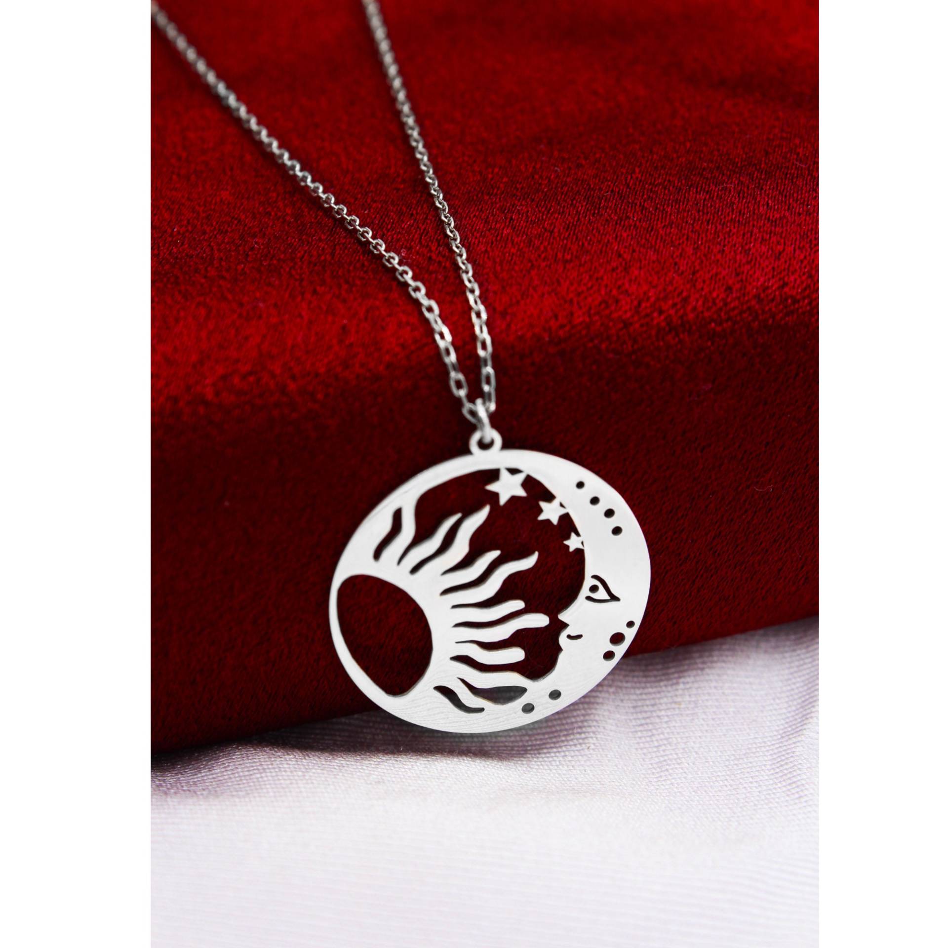 Sonne Mond Halskette , Sonnenmond Liebhaber Geschenk Minimalist Schmuck 925 Sterling Silber von SilverandSilverTR