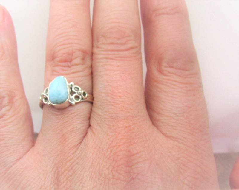 Larimar Sterling Silber Ring - Größe 9 Leichter Schmuck Für Jeden Tag von Silverandthingsnet