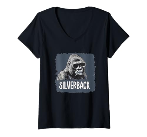 Damen Sonnenbrille Gorilla Silverback für Affenliebhaber T-Shirt mit V-Ausschnitt Damen Sonnenbrille Gorilla Silverback für Affenliebhaber T-Shirt mit V-Ausschnitt von Silverback Gorilla