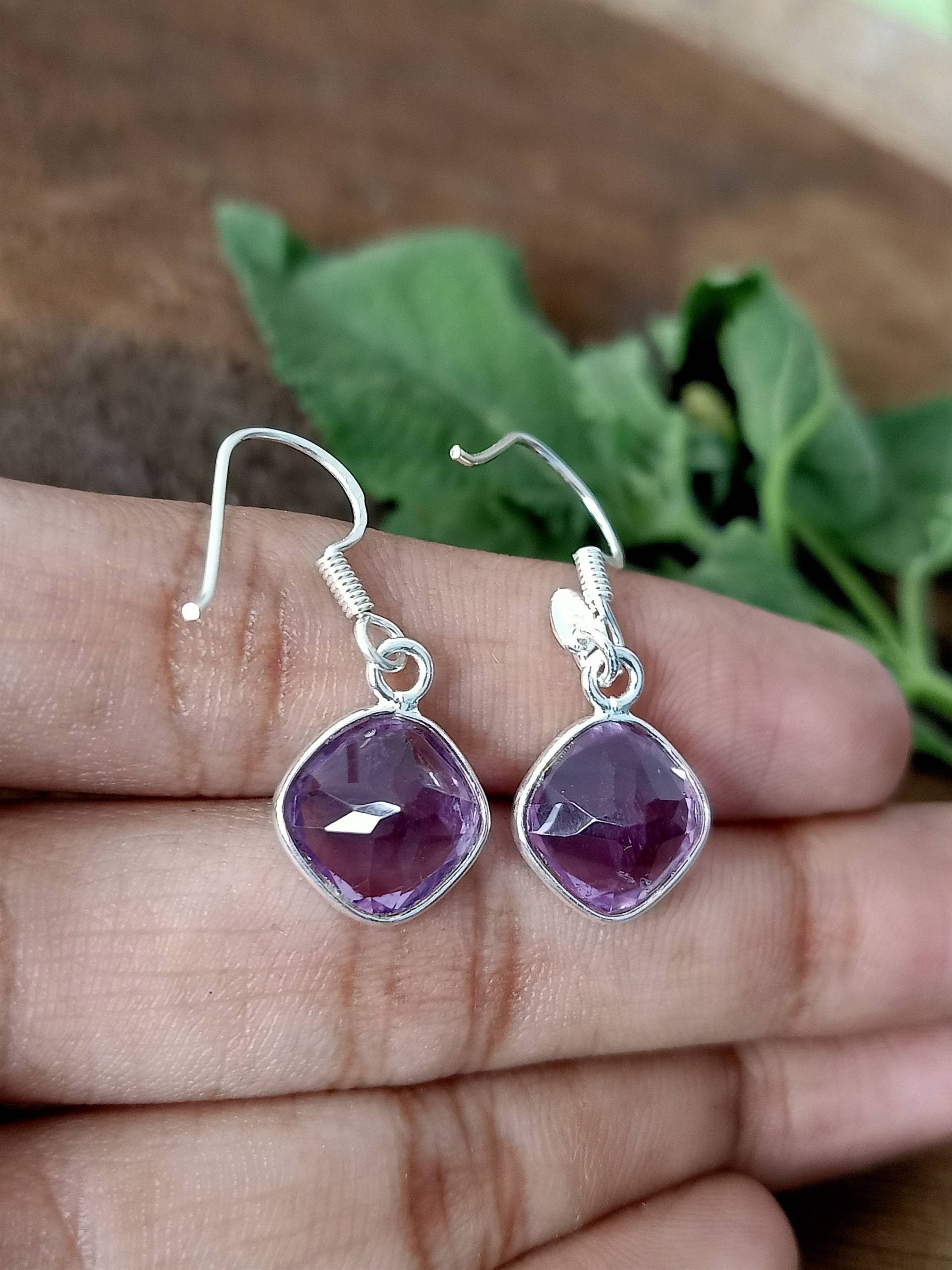 Amethyst Edelstein Ohrringe, Baumeln Silber Schmuck, Sterling 925, Geschenk Für Sie, Amethyst, Hippie Schmuck von Silverboho925