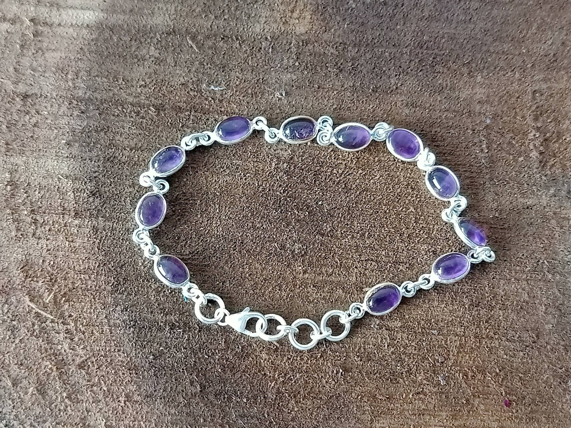 Amethyst Sterling Silber Armband, Lila Kette Schmuck, 925, Geschenkartikel von Silverboho925