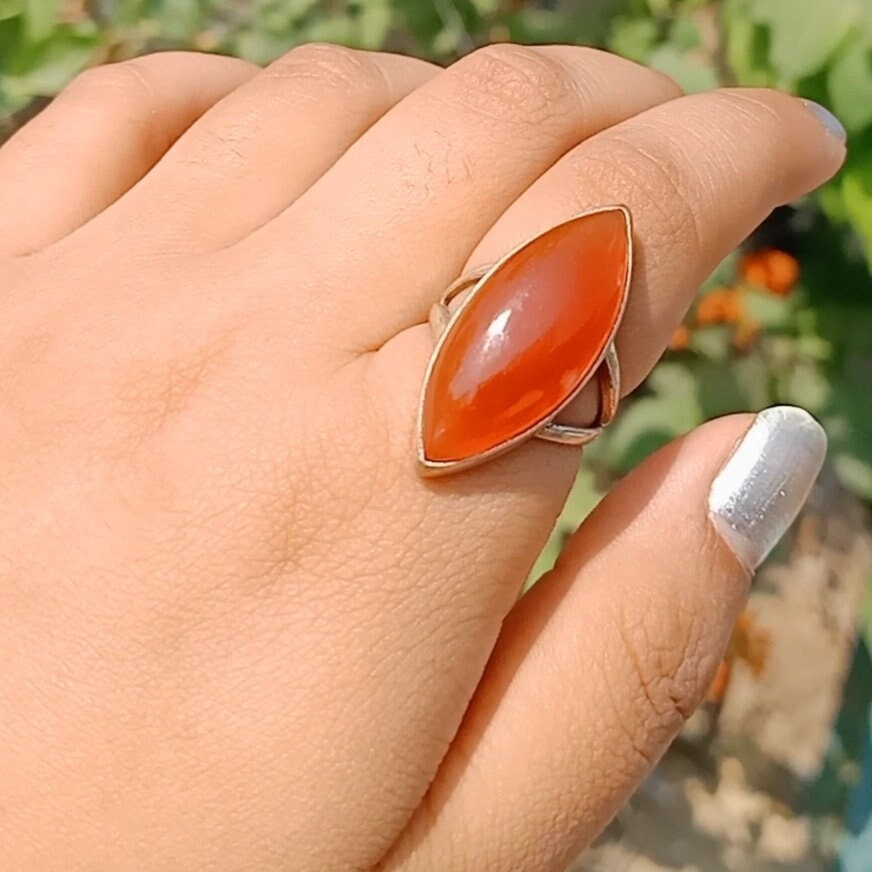 Boho Ring, Handgemachter Silber Roter Onyx 925 Sterling Stein Schmuck von Silverboho925