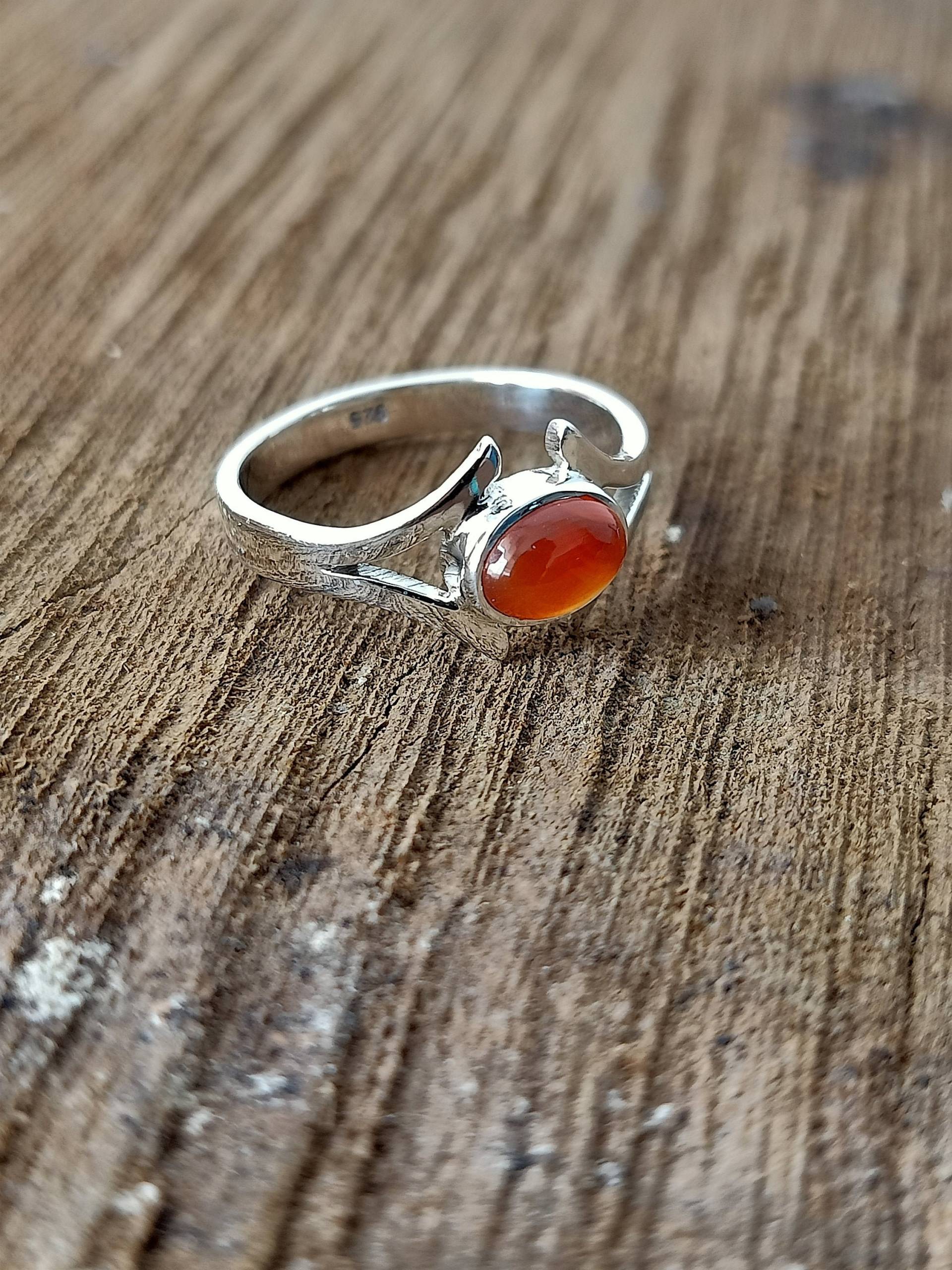 Boho Ring, Karneol Handgemachter Silber Orange Stein 925 Ringe, Geschenkartikel von Silverboho925