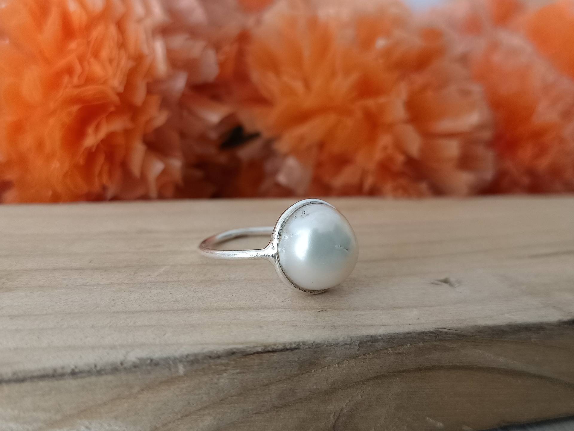 Boho Ring, Perle Stein Winziger Handgemachter 925 Sterling Silber Perlenring, Trending Schmuck, Geschenk Für Geburtstag von Silverboho925