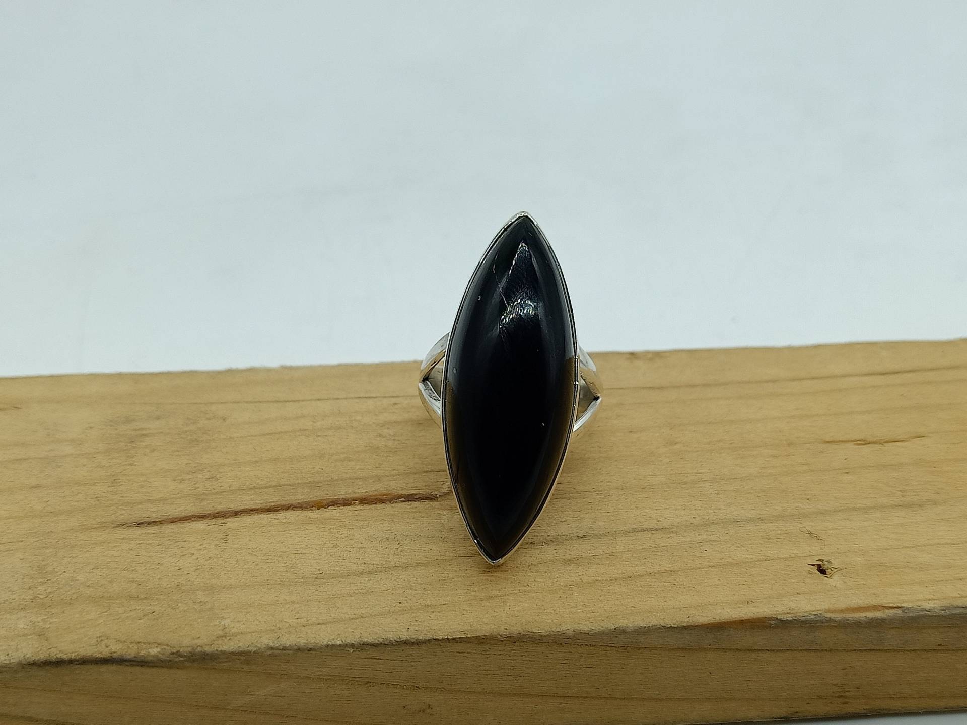 Boho Ring, Schwarzer Onyx Sterling Silber 925, Schwarzer Stein Statement Ringe, Marquise Form Schmuck Geschenk von Silverboho925