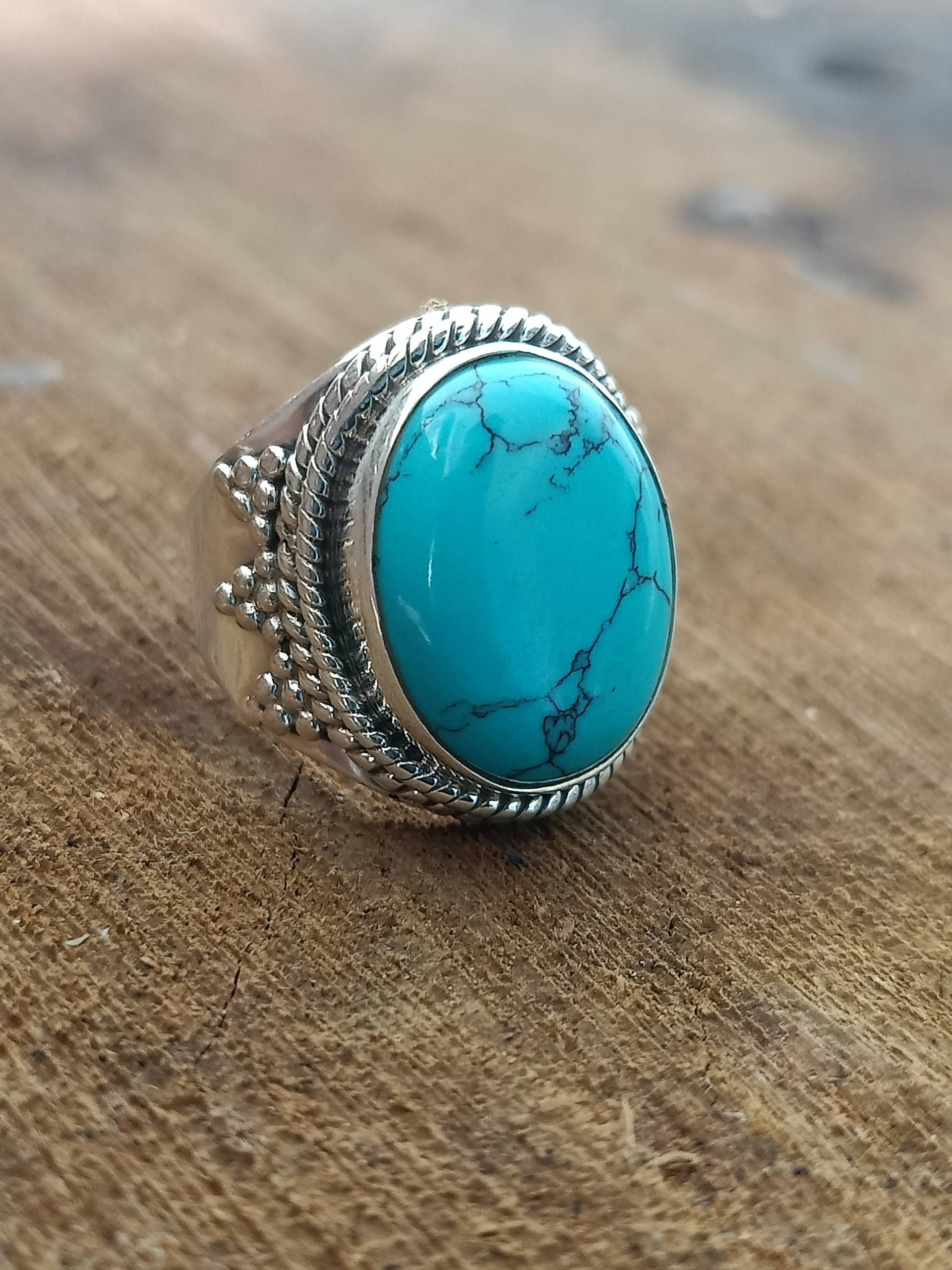 Boho Ring, Türkis Handgefertigter Silberring, Sterling Silber 925, Silberringe , Handgefertigt, Ringe, Geschenkartikel, Kostenloser Versand von Silverboho925