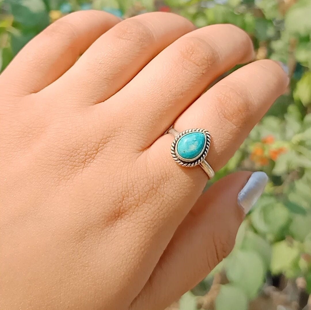 Boho Ring, Türkis Stein Handgefertigter Silberring, Sterling Silber 925, Silberringe , Handgemachte Ringe, Geschenkartikel, Kostenloser Versand, Ring von Silverboho925