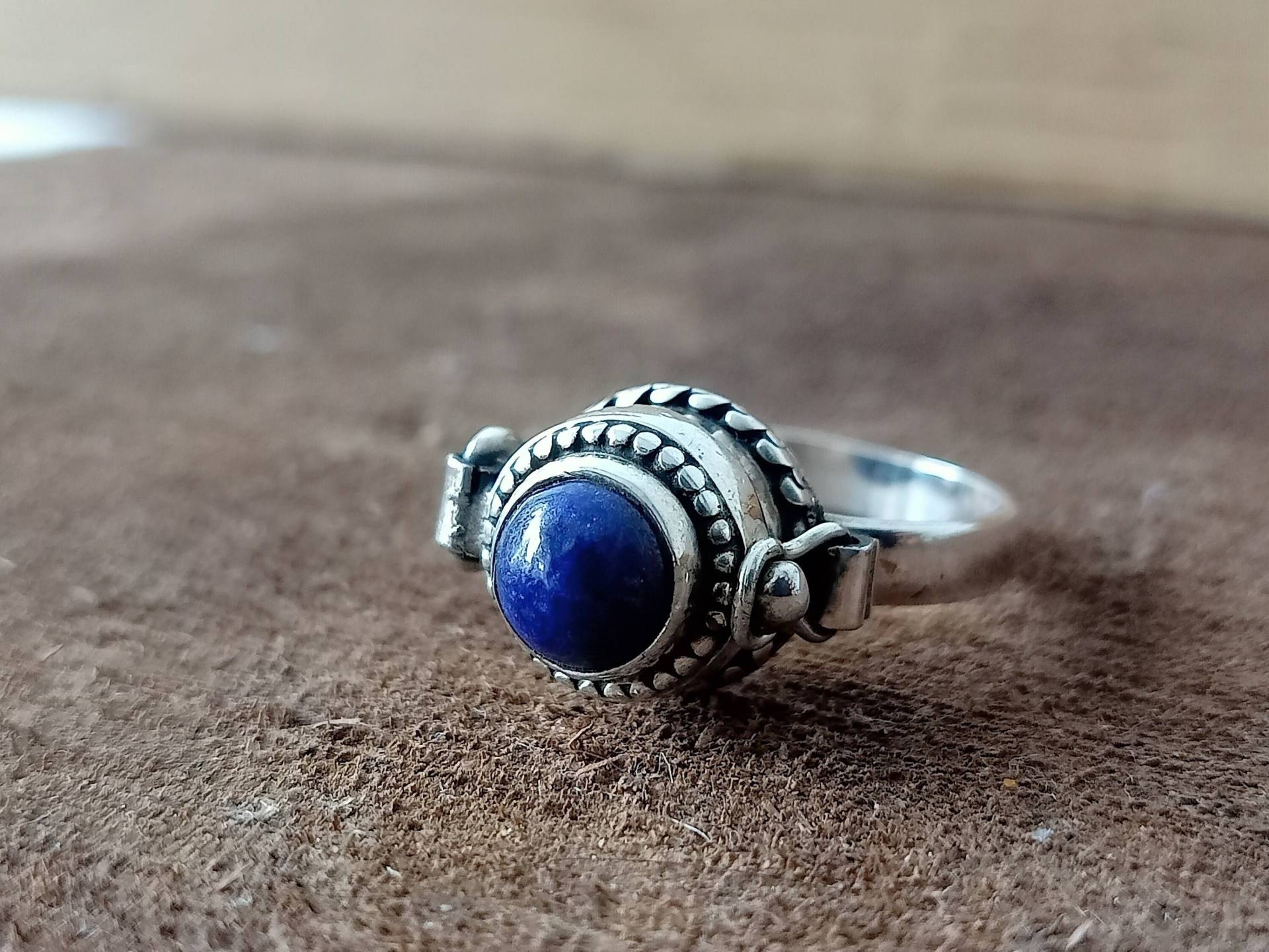 Lapis Stein Ring, Runde Form Einzigartiger Geheime Botschaft Statement Ringe, Schmuck, Gift Geschenkartikel, Silber von Silverboho925