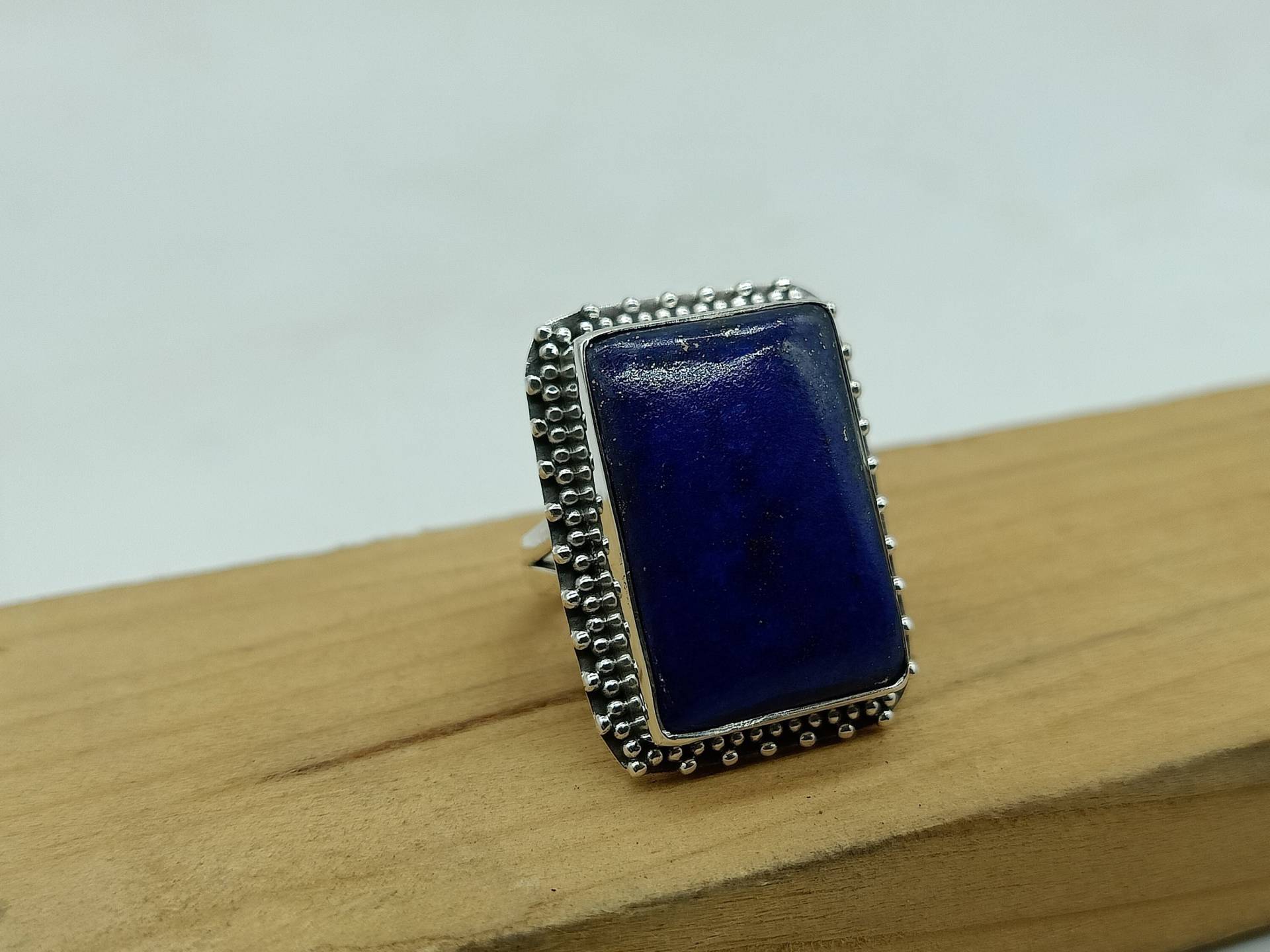 Lapislazuli Ring, Blauer Stein Handgemachter Boho Schmuck, Naturstein Statement Ringe, Sterling Silber 925 von Silverboho925