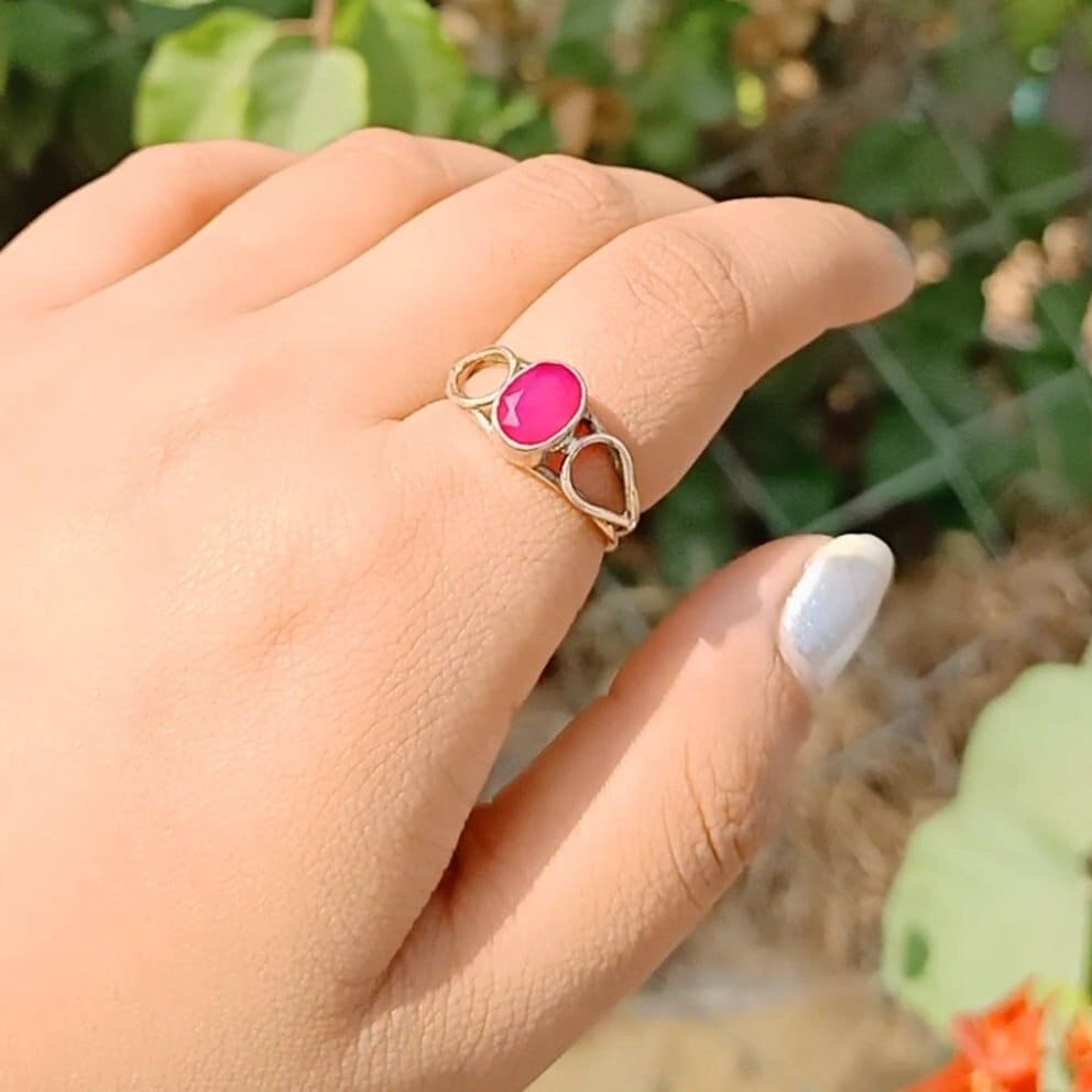 Rubin Ring Rosa Handgemachte Boho Schmuck Juli Birthstone Geschenk Für Frauen Massiv Silber 925 Sie von Silverboho925