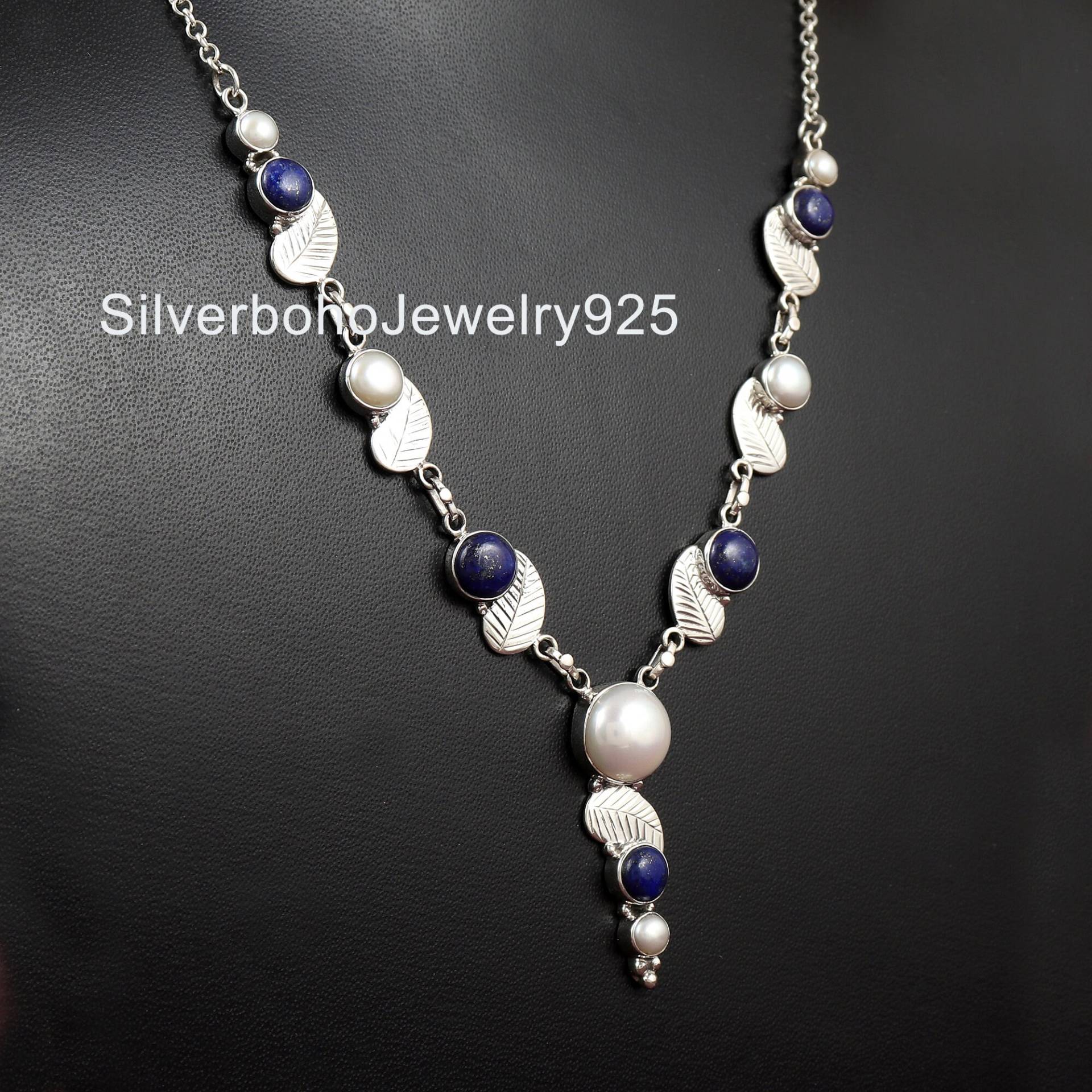 Halskette Silber, Lapis Lazuli Halskette, Preal Edelstein Frauen Handgemachte Für Jeden Tag, Schmuck Halskette Silber, Lapis Lazuli Halskette, Preal Edelstein Frauen Handgemachte Für Jeden Tag, Schmuck von SilverbohoJewelry925