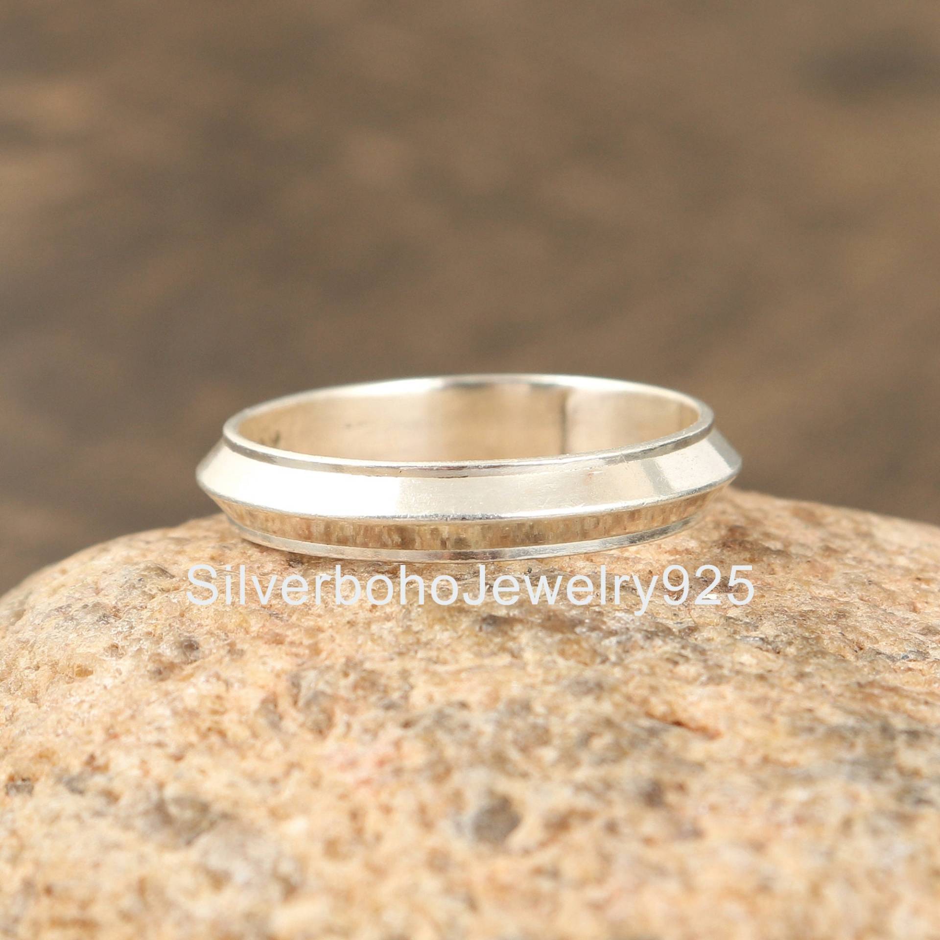 Silber Bandring, 925Er Ring, Geschenk Für Sie, Daumen Yoga Einfache Bandring Frauen Schmuck von SilverbohoJewelry925