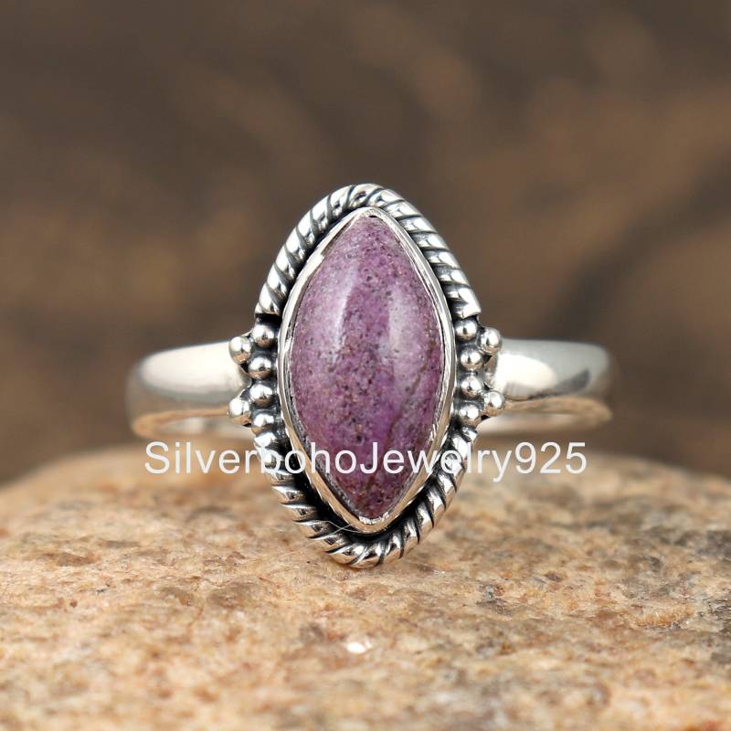 stichtit Edelstein Ring, Handgemachter Frauen Marquise Form Täglich Tragen 925 Silber Zierliche Versprechen Ring von SilverbohoJewelry925