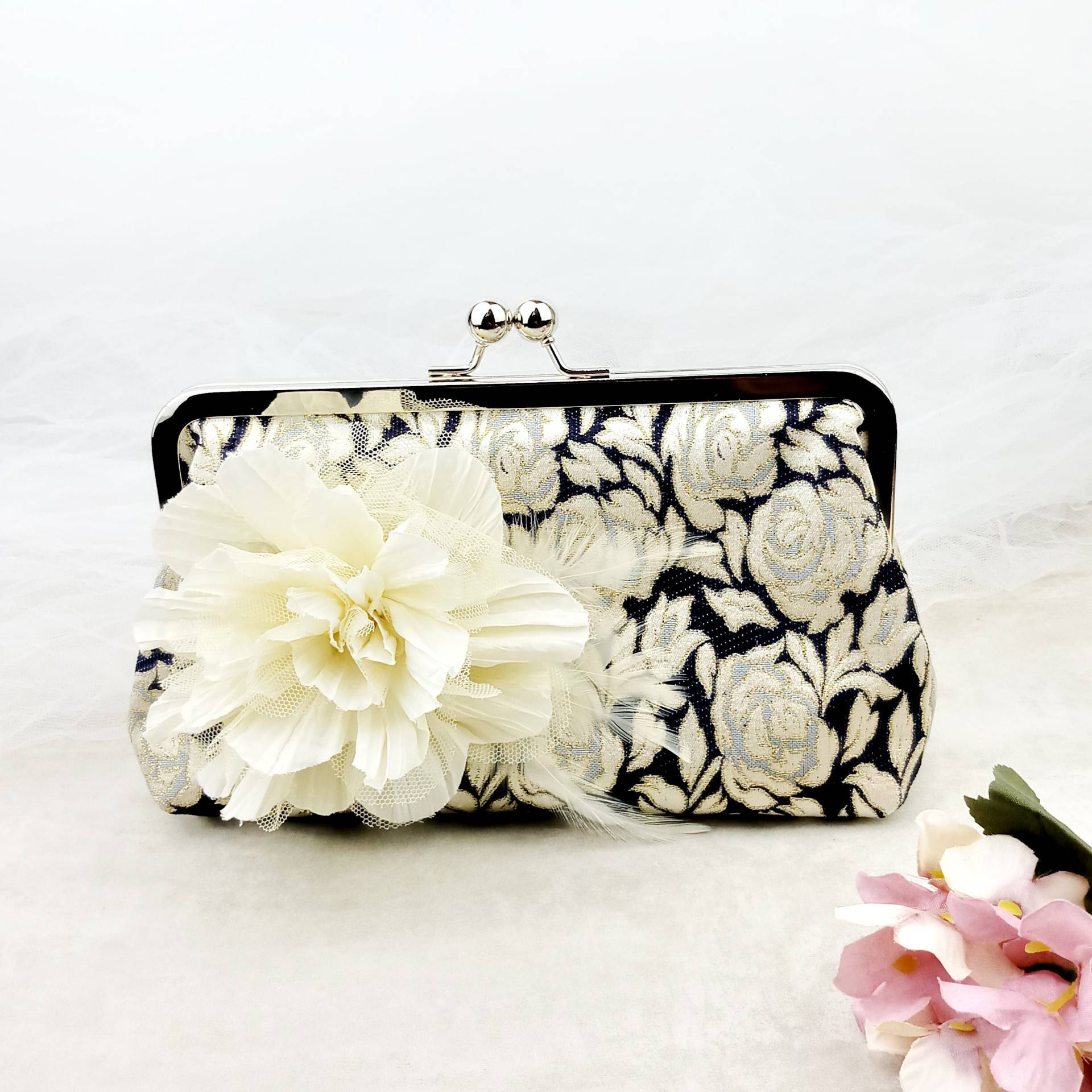 Hochzeitstasche, Abendtasche, Partytasche Chiffon Blume Clutch, Hochzeit Geldbörse, Braut Brautjungfern Geschenk Ch003 von SilverbreezeBag