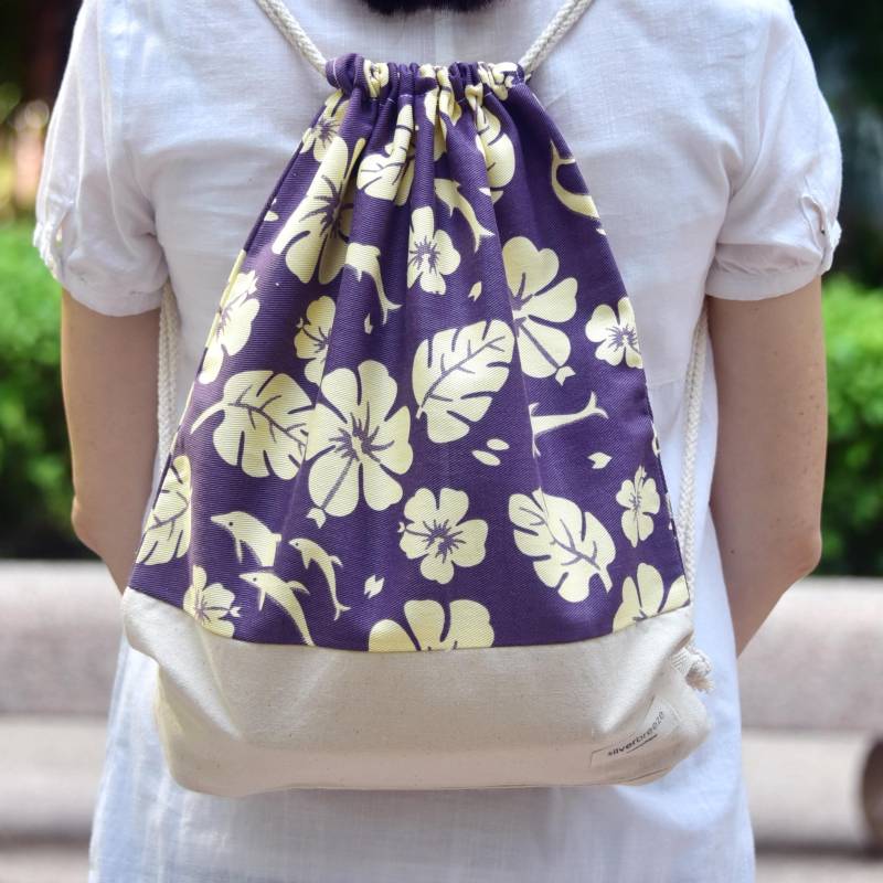 Sale Zugbeutel/Baumwollrucksack Handgemachter Rucksack Turnbeutel Schwimmbeutel ~ Weiße Delfine | B107 Or/L1 von SilverbreezeBag