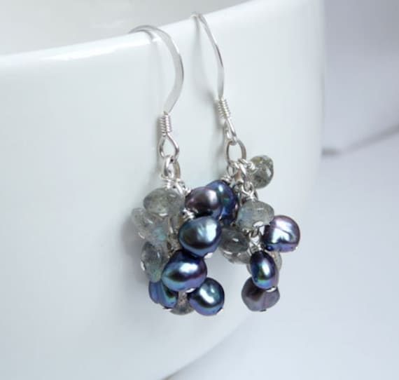 Perle & Labradorit Silber Ohrringe Perle & Labradorit Silber Ohrringe von SilverbyLee
