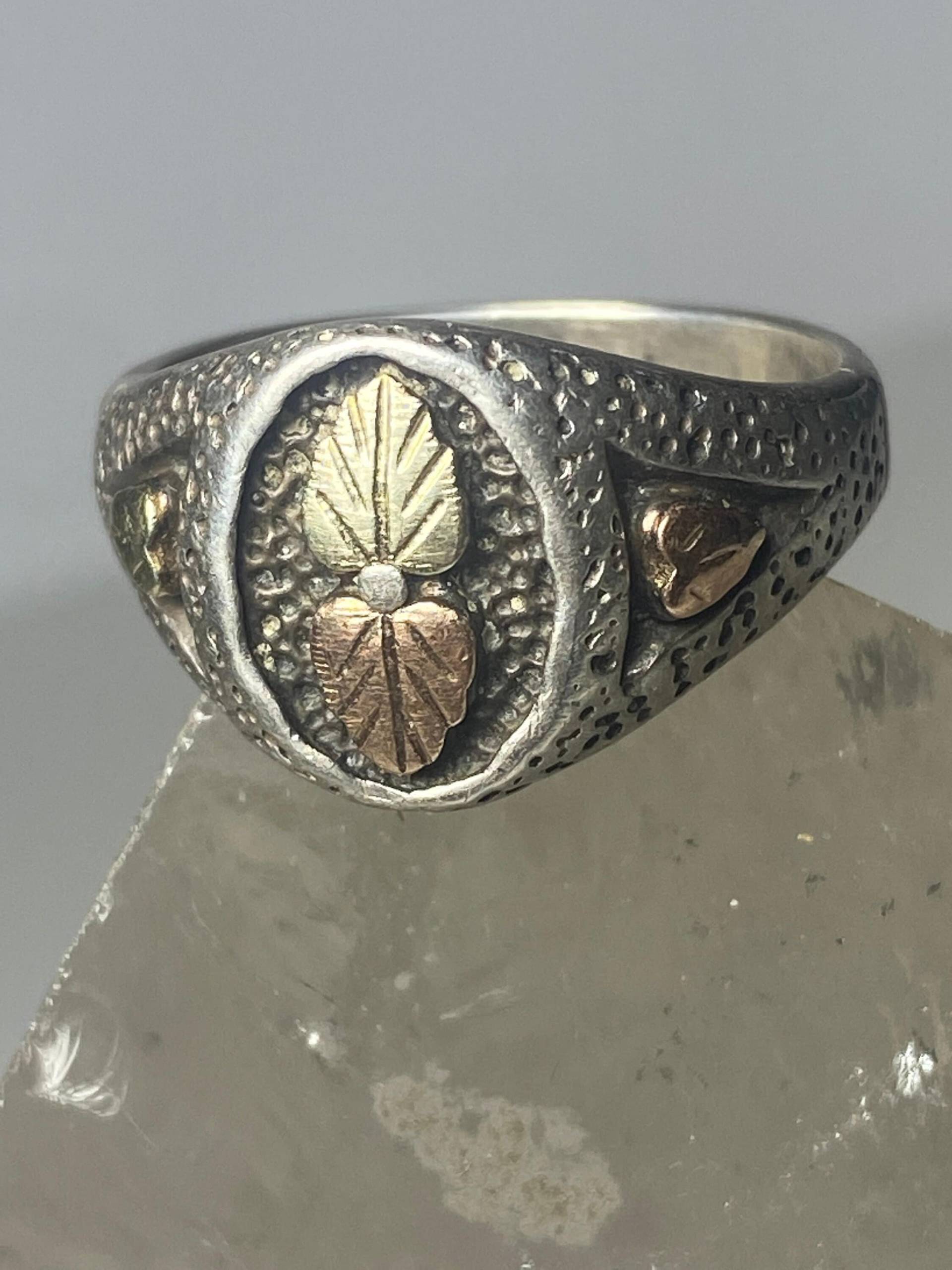 Black Hills Gold Ring Größe 10, 25 Blätter Floral Band Sterling Silber Damen Herren von Silvercity925