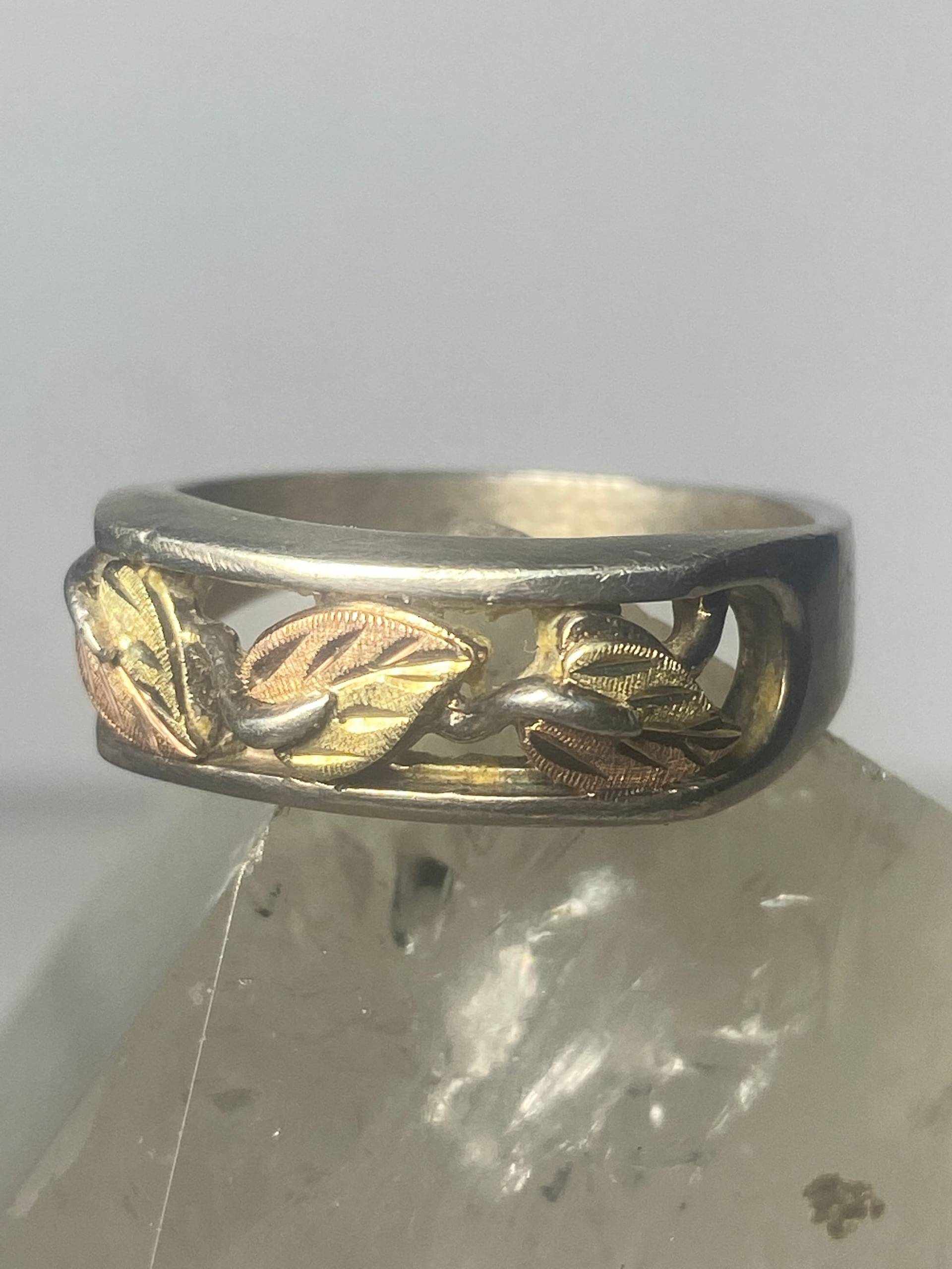 Black Hills Gold Ringgröße 11, 25 Blatt 12K Band Sterling Silber Frauen Männer von Silvercity925