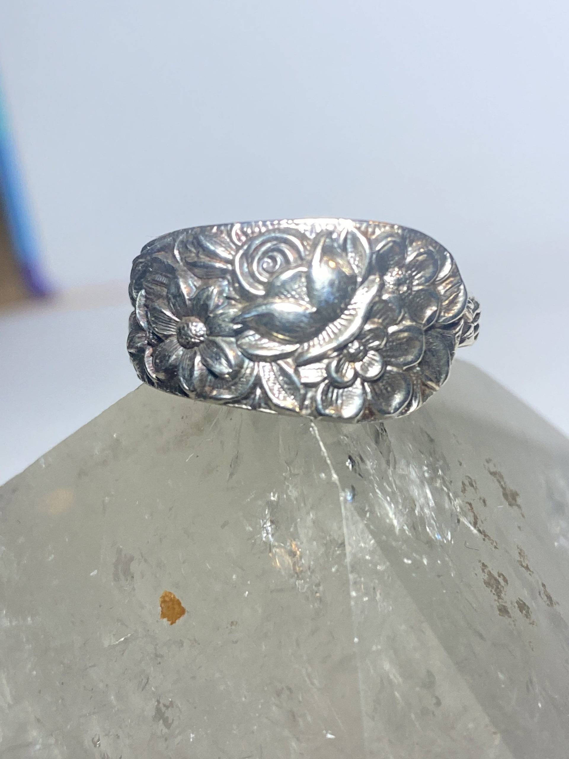 Blumen Löffel Ring Sterling Silber Band Frauen Mädchen Größe 7, 25 von Silvercity925