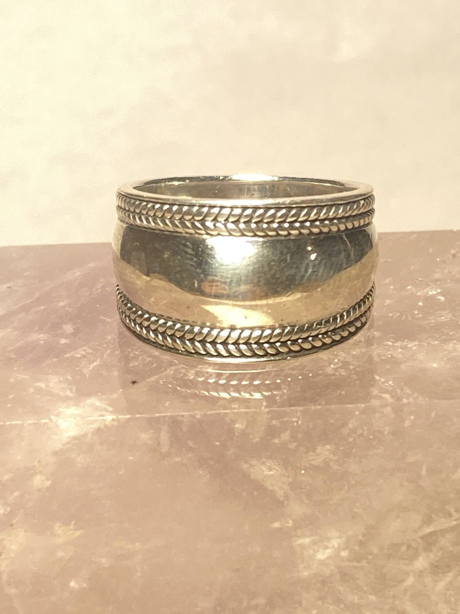 Breiter Ring Zigarrenband Sterling Silber Damen Herren Größe 6, 75 von Silvercity925