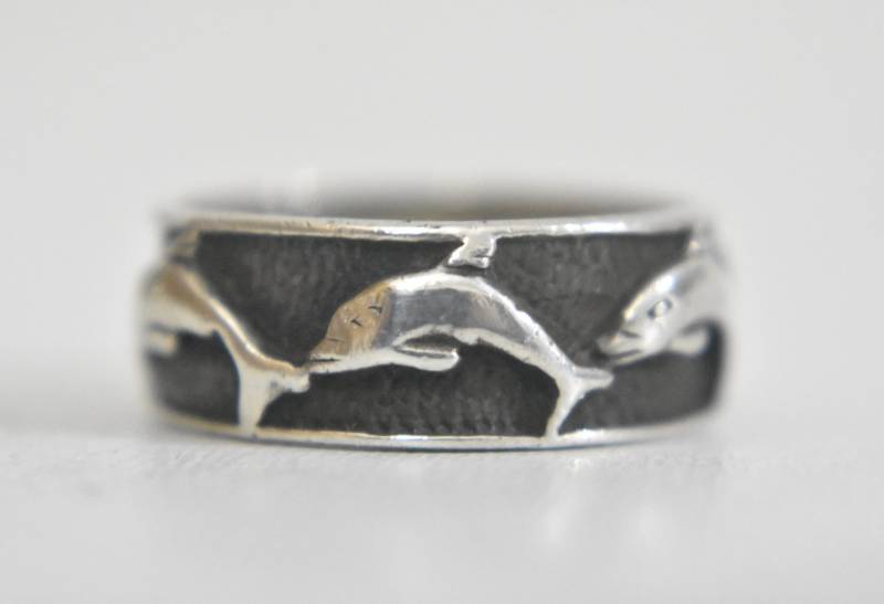 Delfin Ring Surfer Band Sterling Silber Frauen Männer Größe 7.50 von Silvercity925