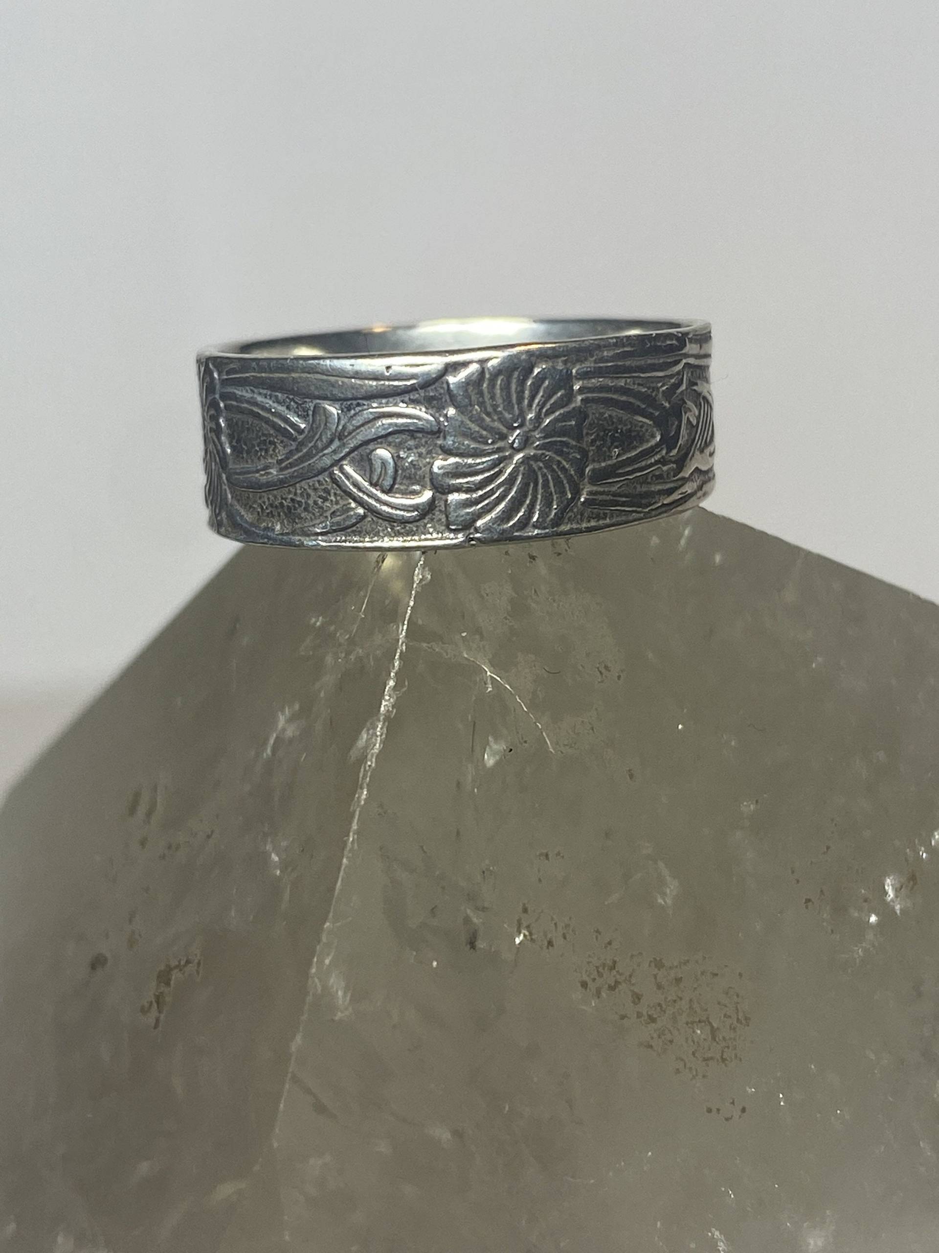 Floraler Ring Blumen Band Sterling Silber Damen Mädchen Größe 7, 75 von Silvercity925