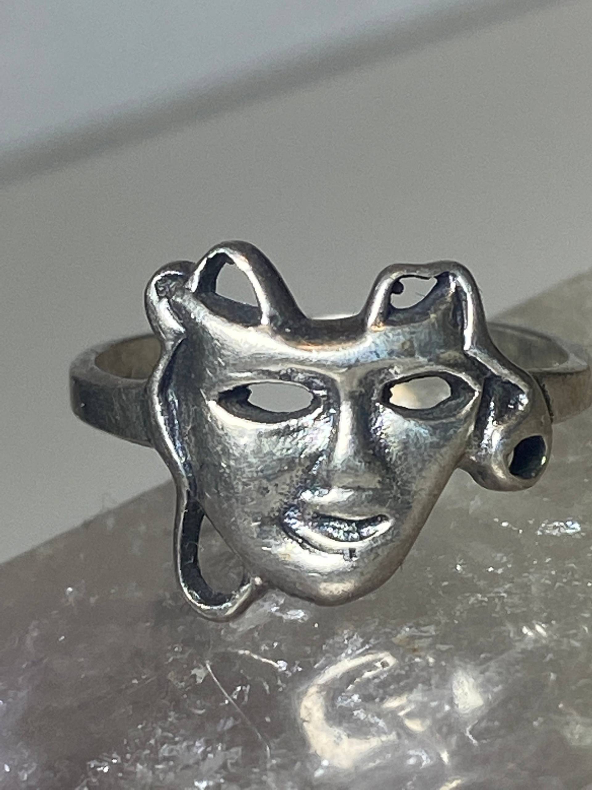 Gesichtsmaske Ring Theater Sterling Silber Frauen Mädchen von Silvercity925