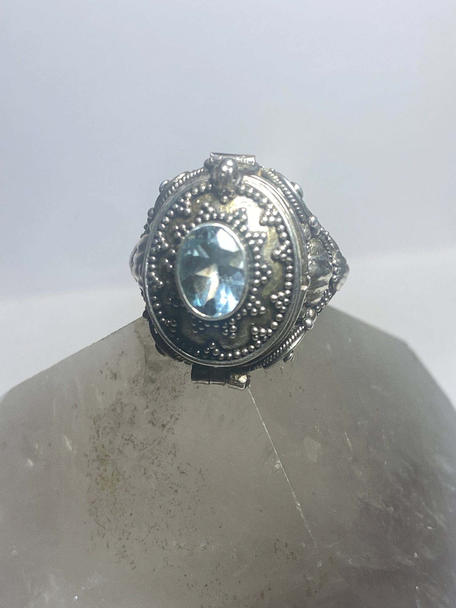 Gift Ring Perlen Hellblau Stein Sterling Silber Frauen Mädchen Größe 7, 75 von Silvercity925