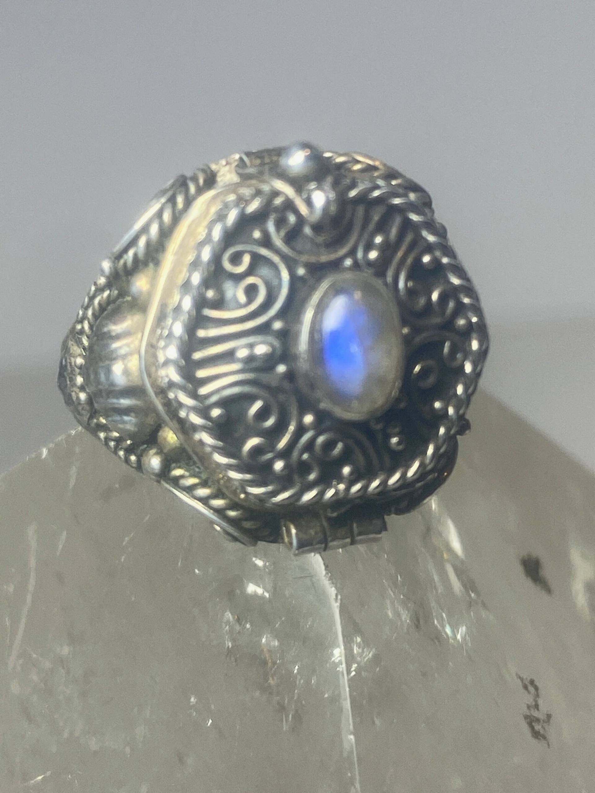 Giftring Mondstein Boho Ring Sterling Silber Damen Größe 5, 75 von Silvercity925