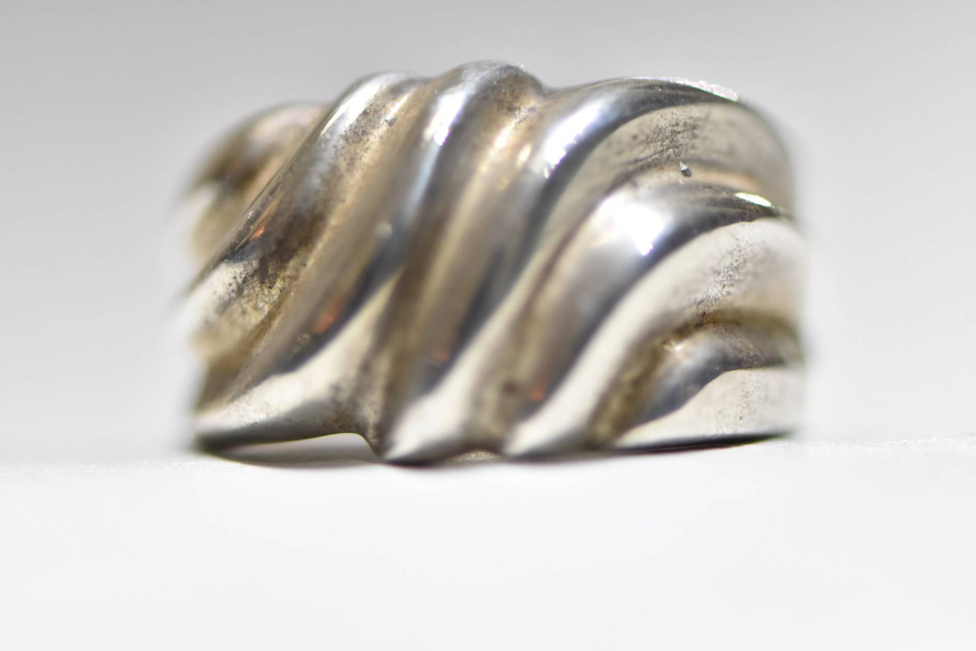 Grobstrick Ring Zigarren Band Daumen Biker Sterling Silber Damen Jungen Gr. 7, 75 von Silvercity925