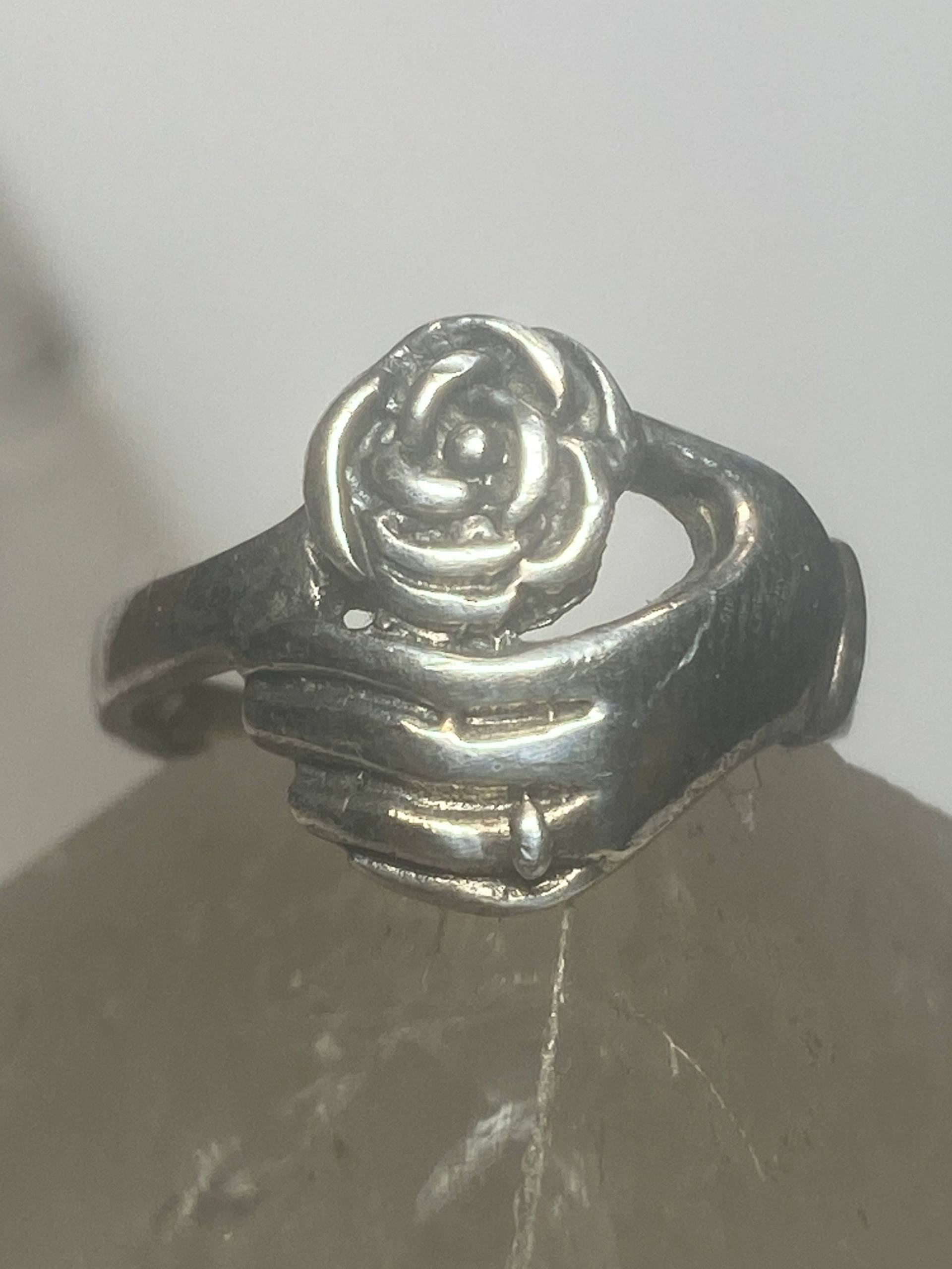 Handring Rose Pinky Blume Blumenband Boho Sterling Silber Damen Mädchen Größe 5 von Silvercity925