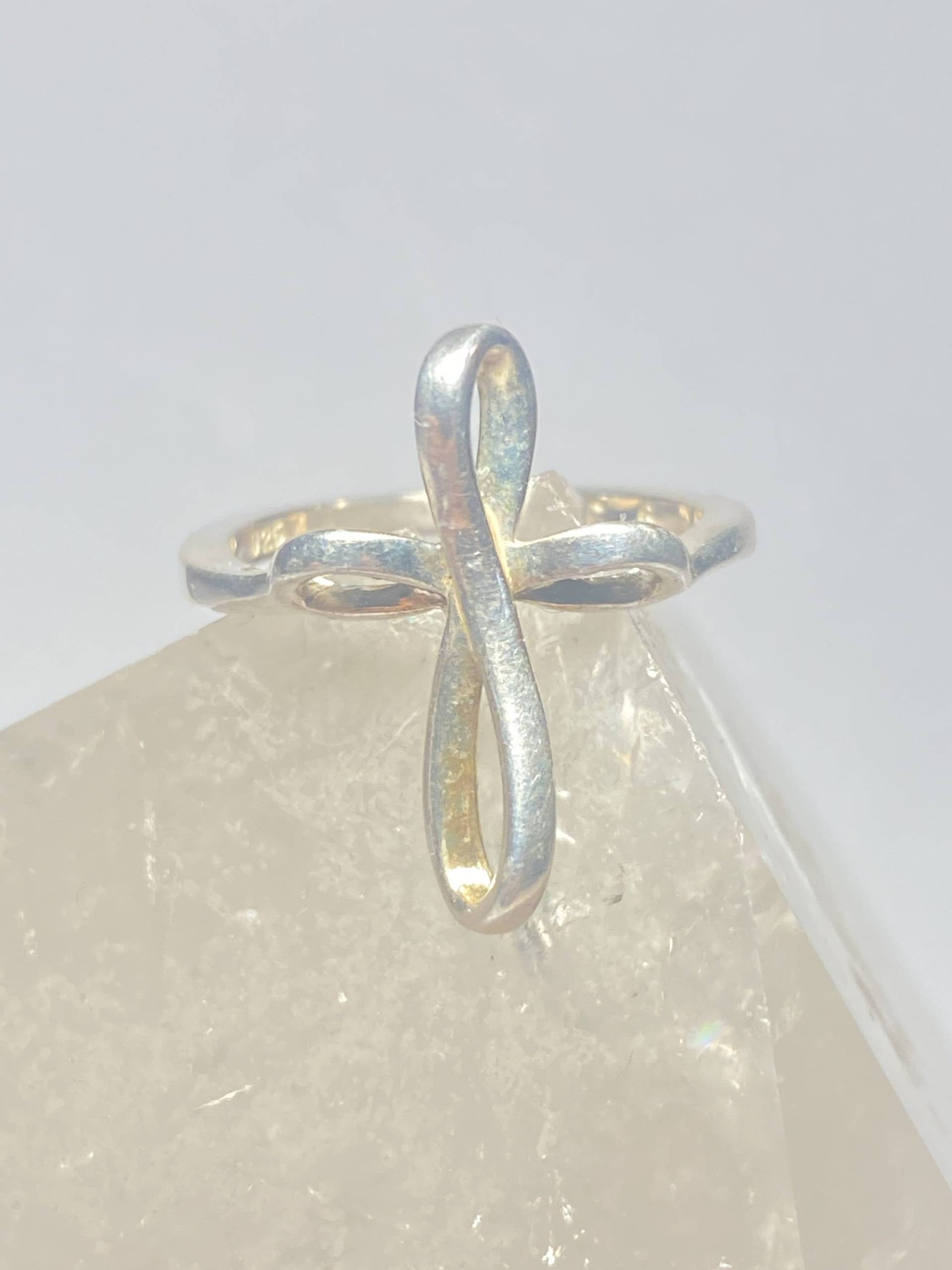 Kreuz Ring Religiöses Band Sterling Silber Frauen Mädchen Größe 6 von Silvercity925