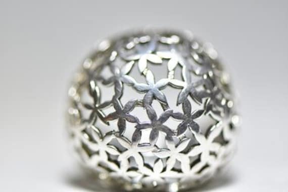 Kuppel Ring Sterne Blumen Oder Seestern Sterling Silber Damen Größe 9 von Silvercity925
