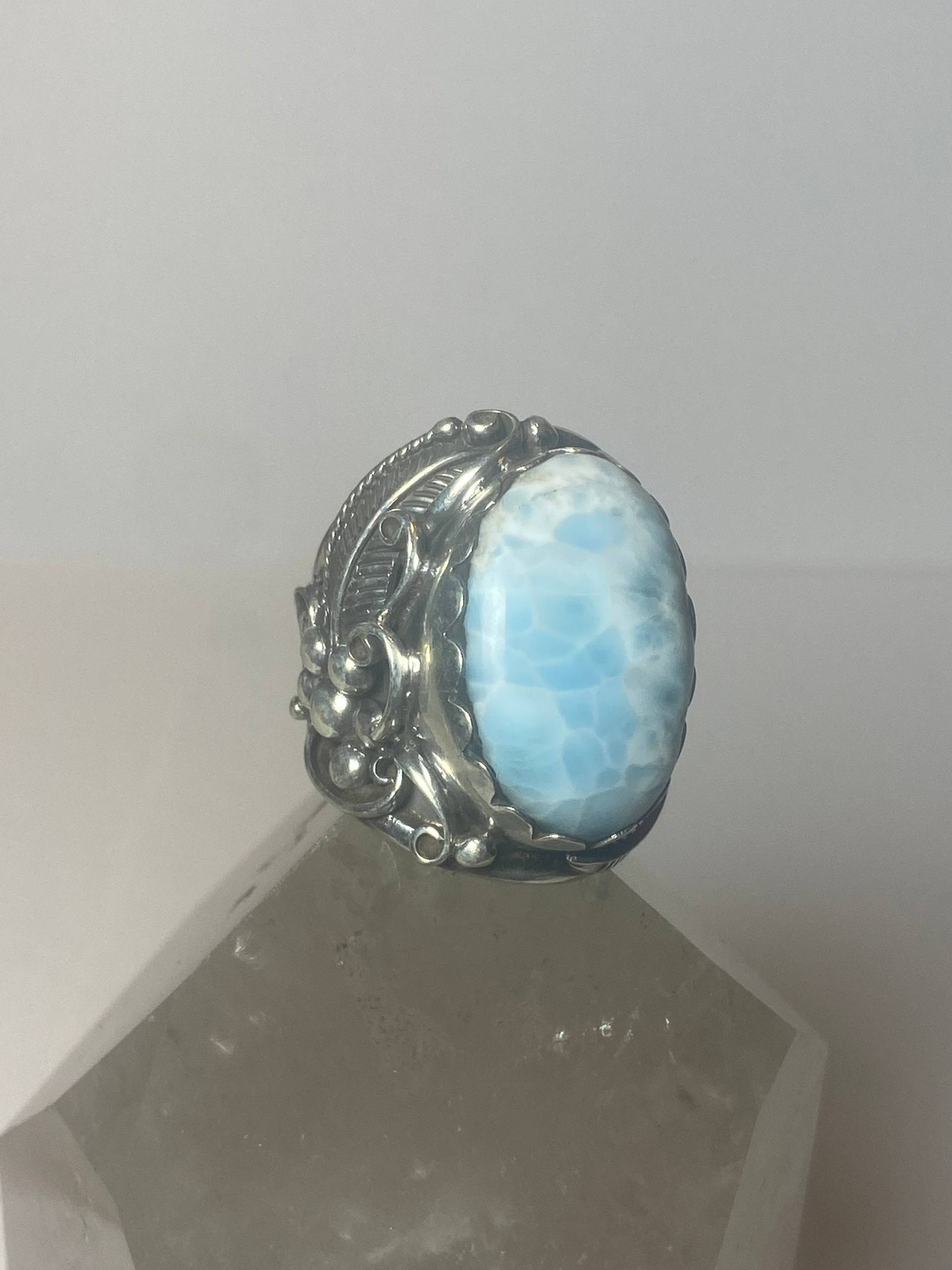 Larimar Ring Groß Sw Sterlingsilber Damen Herren Gr. 11, 75 von Silvercity925